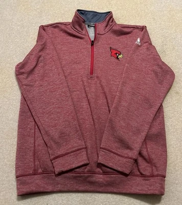 Louisville Cardinals Adidas Quarter Zip Pullover Embroidered Team Logo Red L - Image 1 of 4