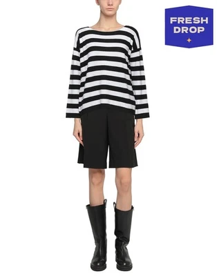 RRP€450 CHRISTIAN MAIER Cashmere Jumper Size L Striped Round Collar - Image 1 of 4