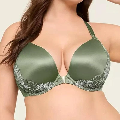 Lane Bryant Cacique Front-Close Smooth Boost Plunge Bra 38D *Clover* NWT! - Image 1 of 3