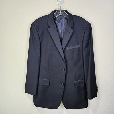 Chaqueta Esmoquin Luciano Faretti Para Hombres 44R Negra Formal Satén Lana Boda Italiana Foto 1 de 4