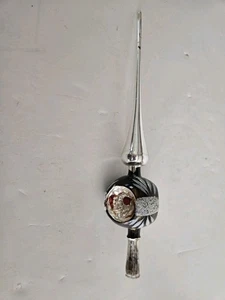 Vintage 10" Mercury Glass Triple Indent Christmas Tree Topper Black Silver, Mica - Picture 1 of 10