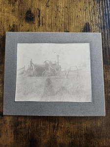 ORIG. ALTES KABINETTFOTO DAMPFMASCHINE & PFERDEBUGGY aus der Ära 1910 - Bild 1 von 2