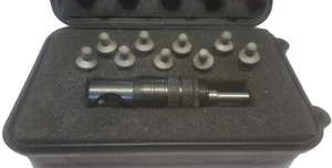 AIRCRAFT TOOLS STANDARD MICROSTOP / COUNTERSINK CAGE WITH CUTTERS IN FOAM CASE - Picture 1 of 2