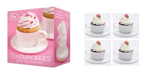 Fred & Friends TAZA DE TÉ MOLDES/SERVIDORES PARA PASTELES, Juego de 4 Nuevos en Caja Comida Divertida Niños Hornear - Imagen 1 de 1