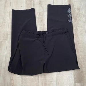 Bolle Womens Sz L Athletic Black Pants Leg Print Drawstring Waist - Picture 1 of 5