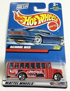 1999 Hot Wheels Red School Bus #216 1:64 Scale Diecast Bus Vintage Blue Card - Picture 1 of 10