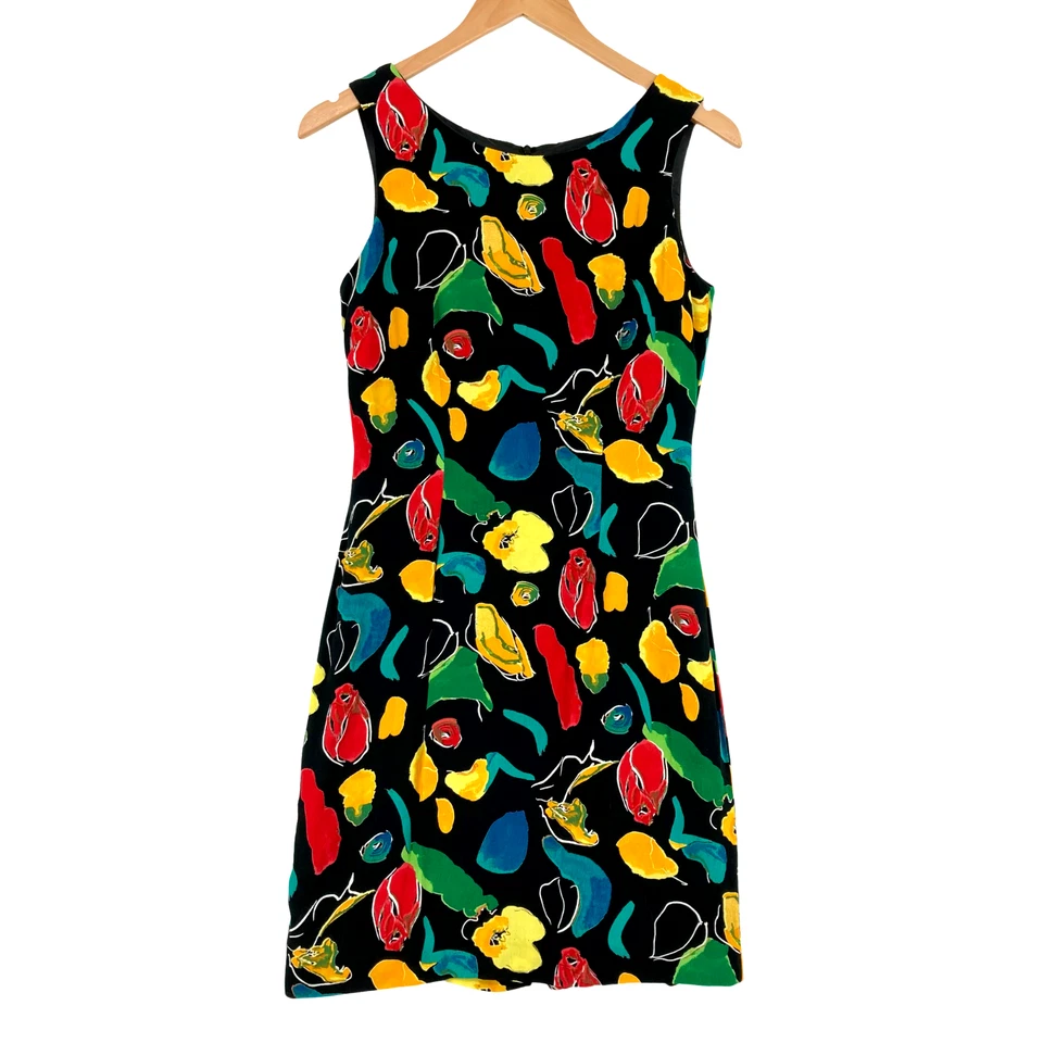 Vestido para mujer John Roberts talla 4 rayón cuello redondo floral cremallera trasera línea A Foto 1 de 4