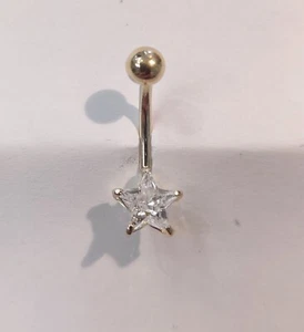 Anillo estrella ombligo oro amarillo 14k macizo con circonitas cúbicas blancas - Imagen 1 de 1
