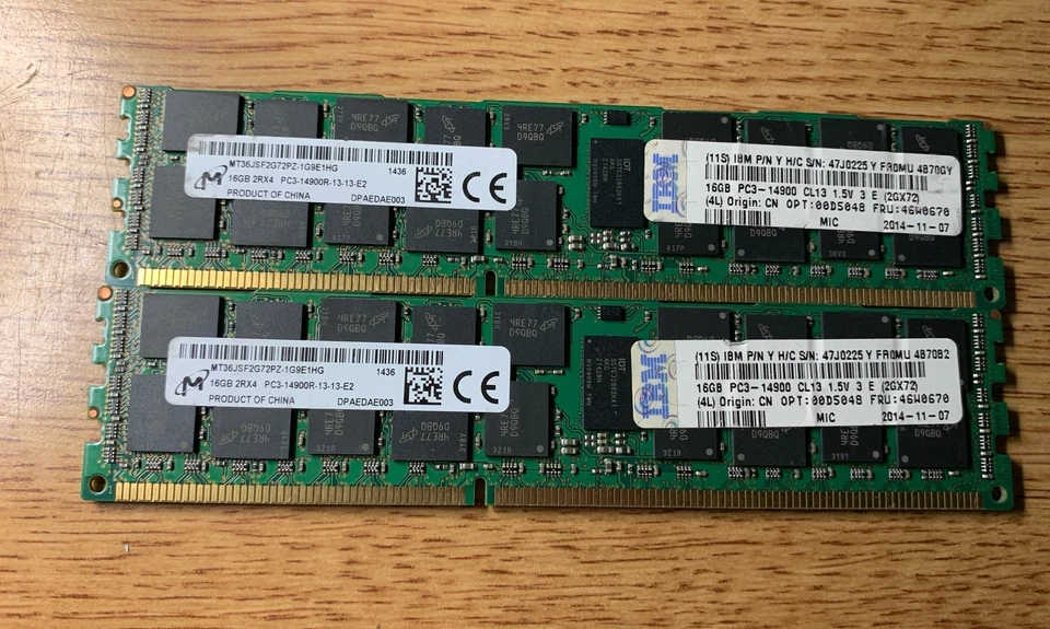 MICRON  2Rx4 PC14900R 32GB  (2X16) MT36JSF2G72PZ-1G9E1HG   REG ECC - Immagine 1 di 1