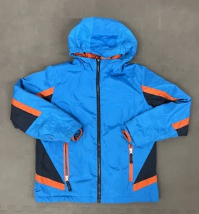 Lands End Medium Weight Hooded Boys Jacket Size M 10-12 Blue & Orange FS Charity - Picture 1 of 10