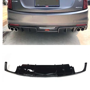 For Cadillac CT6 2016 2017 2018 2019-2020 Glossy Black Rear Bumper Diffuser Lip - Picture 1 of 10