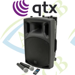 Sistema de PA portátil QTX QX12PA Bluetooth con 2 micrófonos inalámbricos SD USB FM control remoto - Imagen 1 de 6