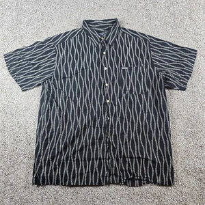 Vintage Chaps Ralph Lauren Shirt Mens XL Black AOP All Over Print Geometric 90s - Picture 1 of 10