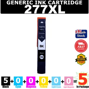 6x Generic 277 277XL Black Ink Cartridge For Epson XP850 XP860 XP950 XP960 XP970 - Picture 1 of 3