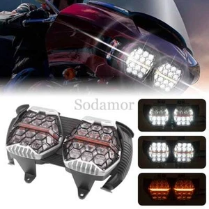 240W Dual Honeycomb Style LED Headlight fit for Harley Road Glide FLTRX 2015-up - Picture 1 of 24