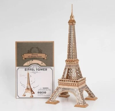 🇬🇧Vero puzzle in legno 3D Robotime dell'iconico edificio della Torre Eiffel. TG501 - Immagine 1 di 4
