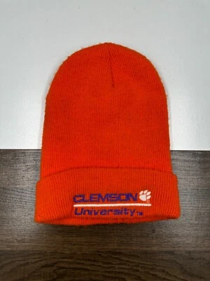 Clemson university Tigers Orange Beanie Hat One Size Knit Watch Cap Paw Logo - Image 1 of 4