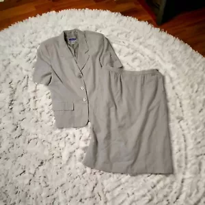 PENDLETON Womens 16 16W Skirt Suit Jacket Beigh Linen Rayon Blend Fully Lined US - Picture 1 of 17