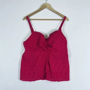 Swimsuits For All Hot Pink Crochet Tankini Swimsuit Swim Top Womens 20 NEW NWT - Picture 1 of 7