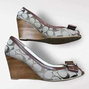 Coach Andi Monogram Wedges Size 9.5 9 1/2 Women's Shoes - Picture 1 of 6