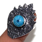 925 Silver Plated-Italian Murano Glass Ethnic Ring Jewelry US Size-6.5 GW
