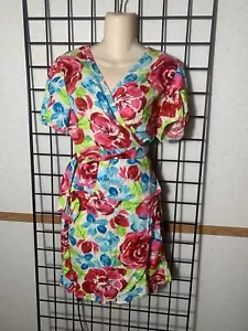 Nutmeg 2Pc. Size 8 Floral Linen Blend Skort and Wrap Around Top - Picture 1 of 10