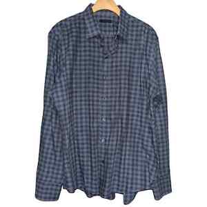 Zachary Prell Men’s Size L Blue Black Checkered Brushed Cotton Button Down Shirt