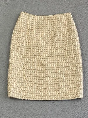 Saia lápis Escada Tweed tamanho 34 EUA pequena dourada designer de luxo EXC - Imagem 1 de 4