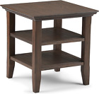 Acadian SOLID WOOD 19 Inch Wide Square Transitional End Table in Farmhouse Brown