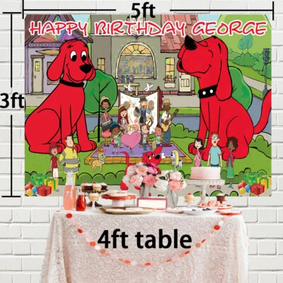 Clifford the Big Red Dog Personalised Custom Banner Backdrop Party Supplies Gift - Image 1 of 4