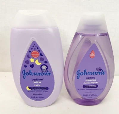 (2) Lot NEW Johnson & Johnson Baby Calming Shampoo & Bedtime Lotion 13.6 SEALED - Image 1 of 2