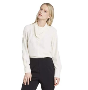 Blusa bufanda para mujer Who What Wear de manga larga - (crema, pequeña) - Imagen 1 de 2
