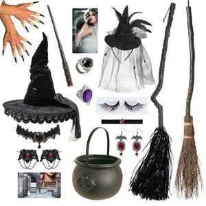 Hexe Accessoires Halloween Halloweenkostüm Hexenkostüm Zubehör Hexenhut Nase uvm - Bild 1 von 31