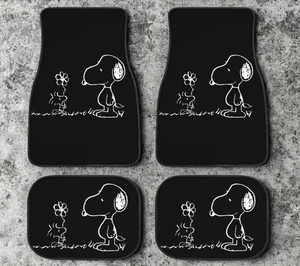 Alfombrillas Peanuts Snoopy coche 4 piezas negras impermeables - Imagen 1 de 5
