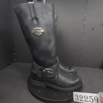 Harley-Davidson Boots Womens Size 7 Black Leather Motorcycle Harness Tall 85517 - Image 1 of 4