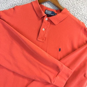 Ralph Lauren Men's Polo Shirt XL Orange Long Sleeve Pony Rugby Casual Cotton - Picture 1 of 12