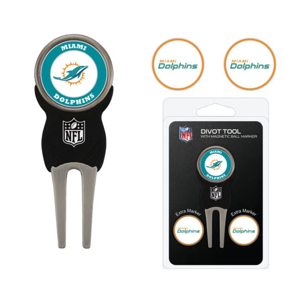 Team Golf NFL Miami Dolphins Divot Tool with 3 Golf Ball Markers Set - Image 1 of 1