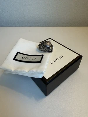 Gucci Garden Purple Zircon Sterling Silver Feline Head Ring Size 7.5 (16) - Image 1 of 4