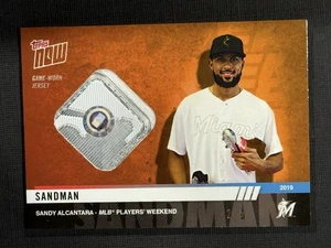 2019 Topps Now Players Weekend Relics PW-86G Sandy Alcantara Orange 2/5 Marlins - Picture 1 of 2