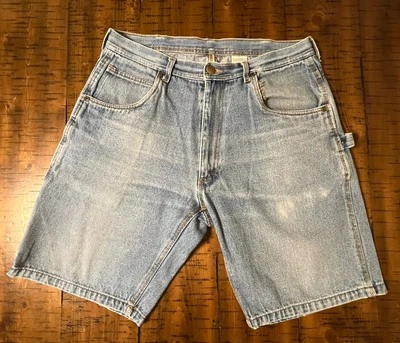 复古 KEY 男式木匠牛仔裤短裤 34 码蓝色工作服 — 第 1/4 张图片