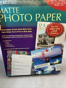 Royal Brites Photo Paper Matte 100 Sheet 8.5x11 Inkjet & Laser Heavyweight - Picture 1 of 11