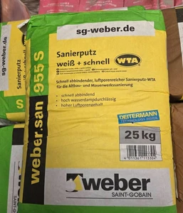 Weber 955 S Sanierputz WEISS Sockelputz Sperrputz Entfeuchtungsputz 25 kg - Bild 1 von 1