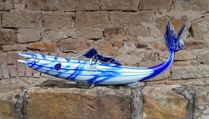 **VINTAGE GLASFIGUR*SKULPTUR*GROßER GLASFISCH*ITALIEN*70ER*FISCH*MUNDGEBLASEN** - Bild 1 von 18