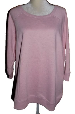 Womans Blair Sweatshirt 3/4 Sleeve Wide Banded Top SZ XL XLarge Heathered Pink Foto 1 de 4