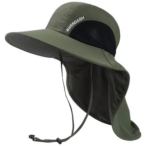 UPF 50+ Unisex Water Resistant Wide Brim Sun Hat with Large Neck Flap Ponytai... - Picture 1 of 7