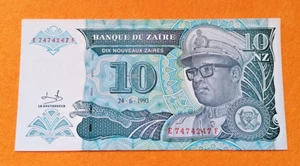 BANCONOTA 10 ZAIRES ZAIRE ANNO 1993 PERFETTE !!! - Picture 1 of 2