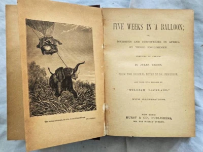 Five Weeks In A Balloon от Jules Verne Hurst & Co. КОНЕЦ 1800-Х H/C - Изображение 1 из 4