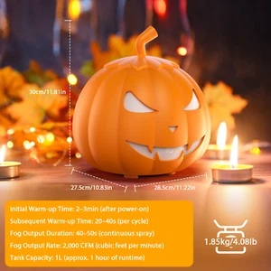 6 LEDs Pumpkin Fog Machine 1000W Smoke Fog Machine Stage Effect with RGB Lights - Picture 1 of 9