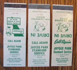 JAYCEE PARK STANDARD GAS STATION MATCHBOOK MATCHCOVERS: ANNISTON, ALABAMA -E22 - Picture 1 of 2