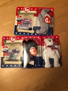Ty Beanie Baby Liberty Lefty & Righty The American Trio All Tag Errors Set of 3 - Picture 1 of 9